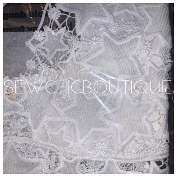 Star Shape Crochet Mesh Lace Bralette Ivory - Picture 6 of 8